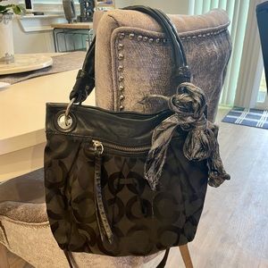 Black authentic coach Parker Op art convertible Hippie Bag